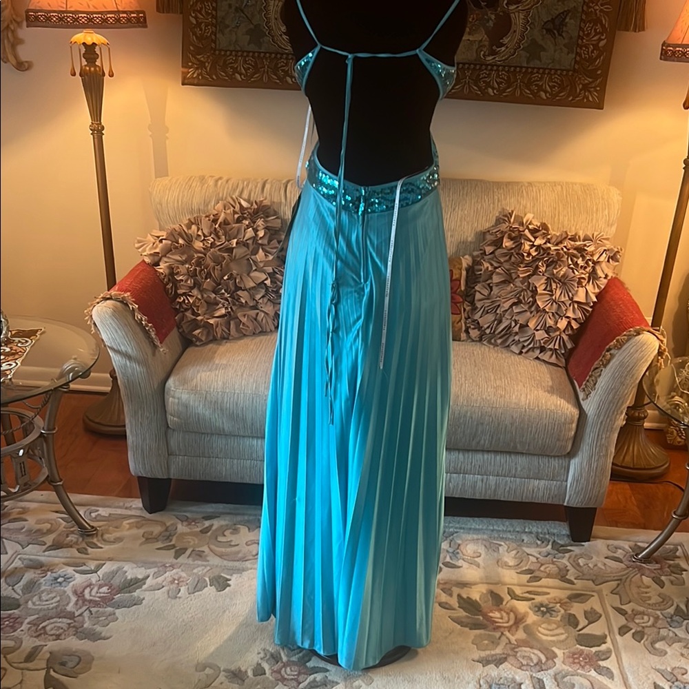 Elegant Blue Sequin Gown Nwt - Picture 5 of 6
